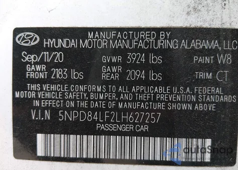 2020 Hyundai Elantra Value Edition z USA, uszkodzony, nr VIN 5NPD84LF2LH627257